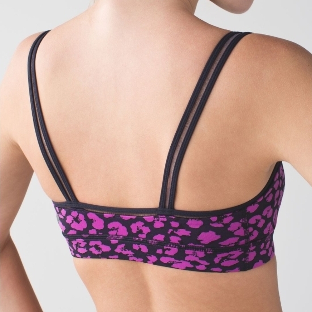 🧡Lululemon Straight Up Bra Mini Cherry Cheetah Print Size 2 - Picture 2 of 7